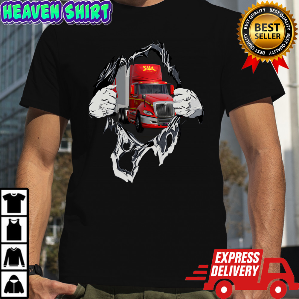 Strong Superman Saia LTL Freight Truck T-Shirt