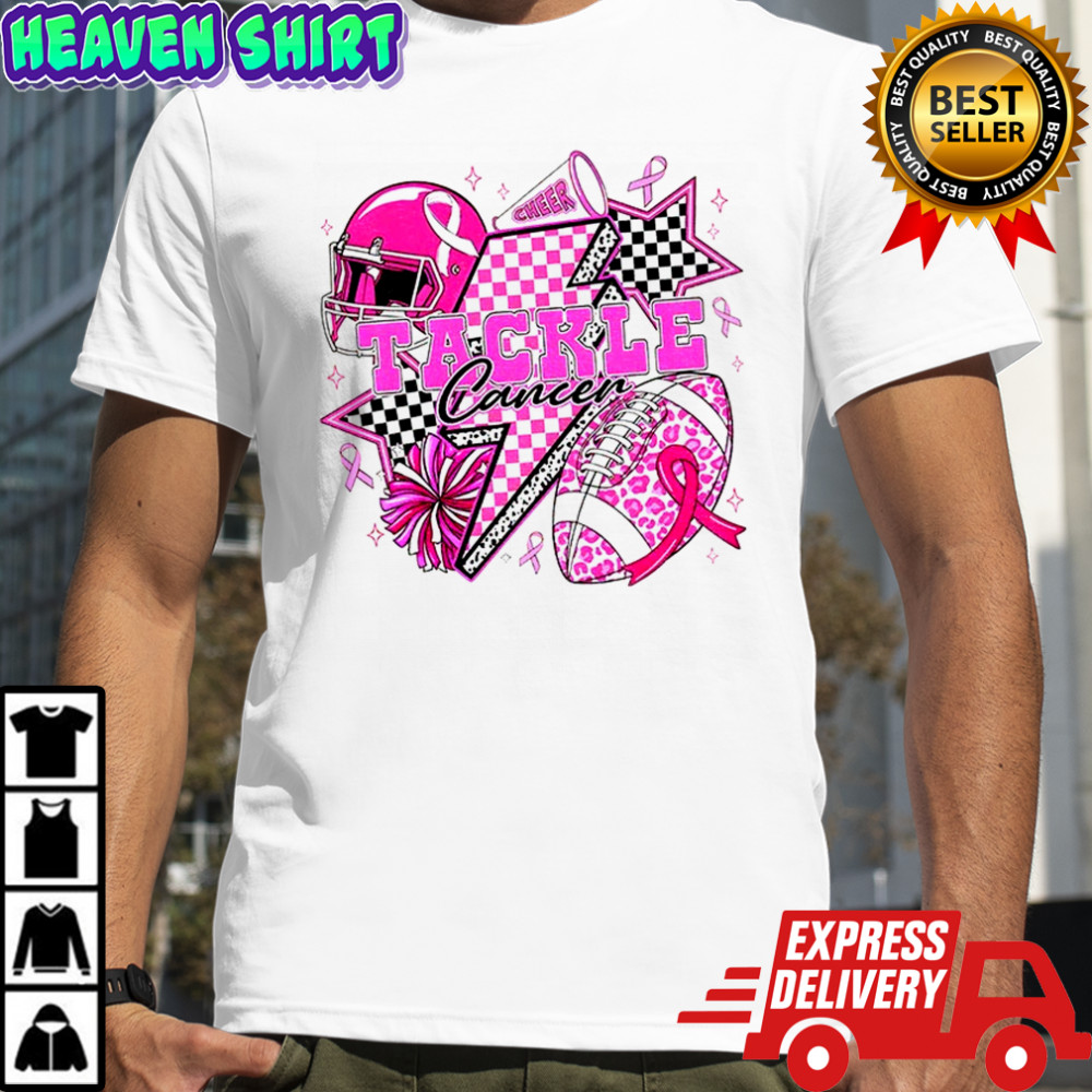 Tackle Cancer Pink Football Cheer Breast Cancer Awareness shirt