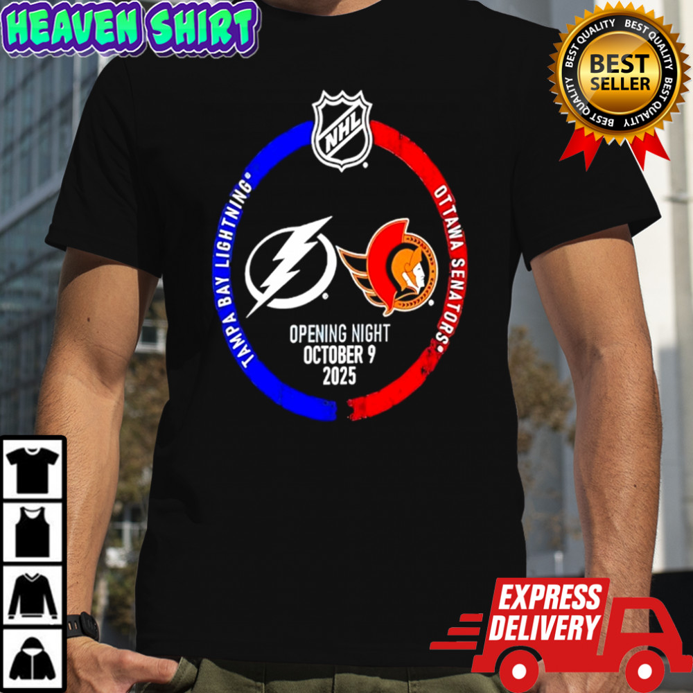 Tampa Bay Lightning vs Ottawa Senators 2025 NHL opening night shirt