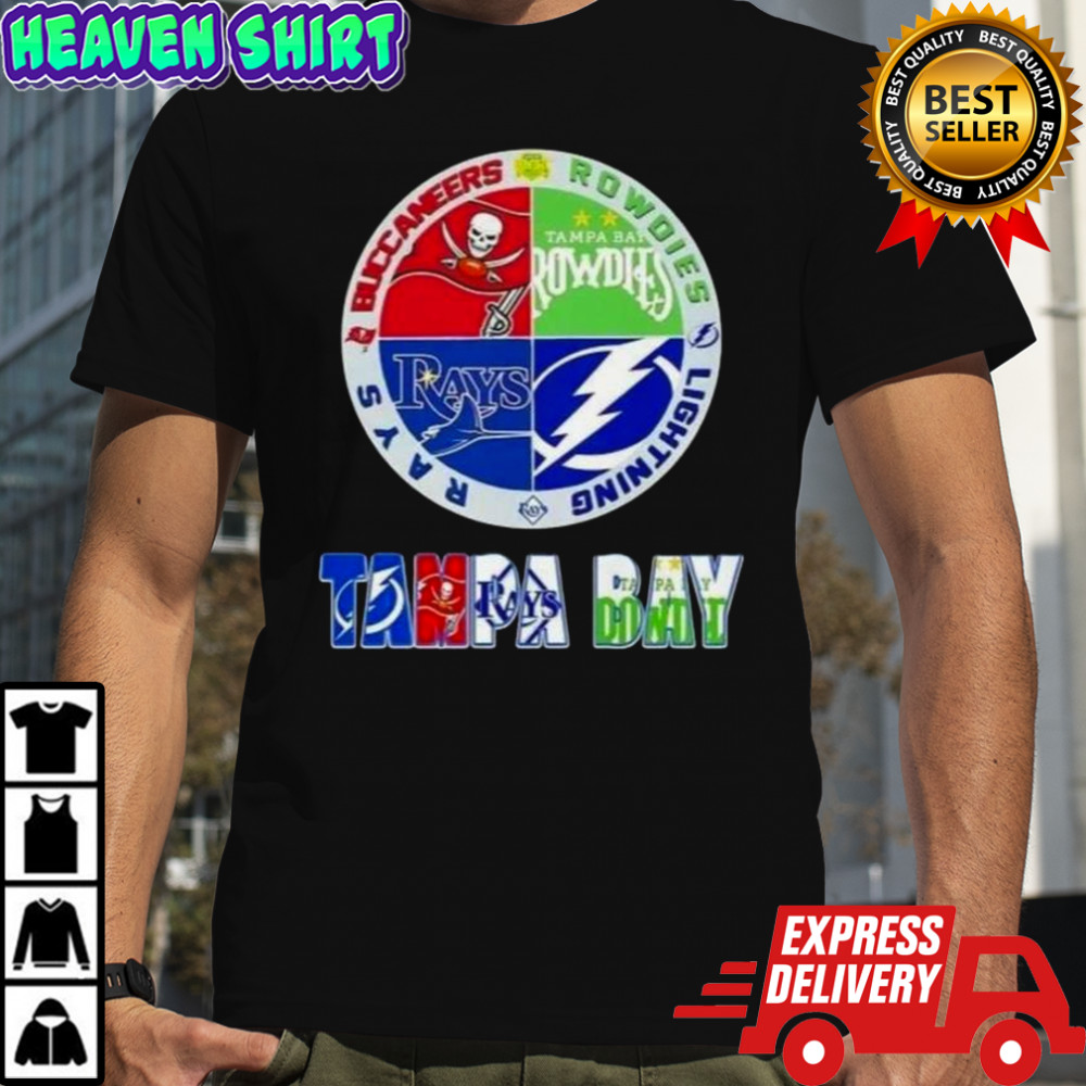 Tampa Bay Sports Buccaneers Rowdies Lightning Rays Logos T-Shirt