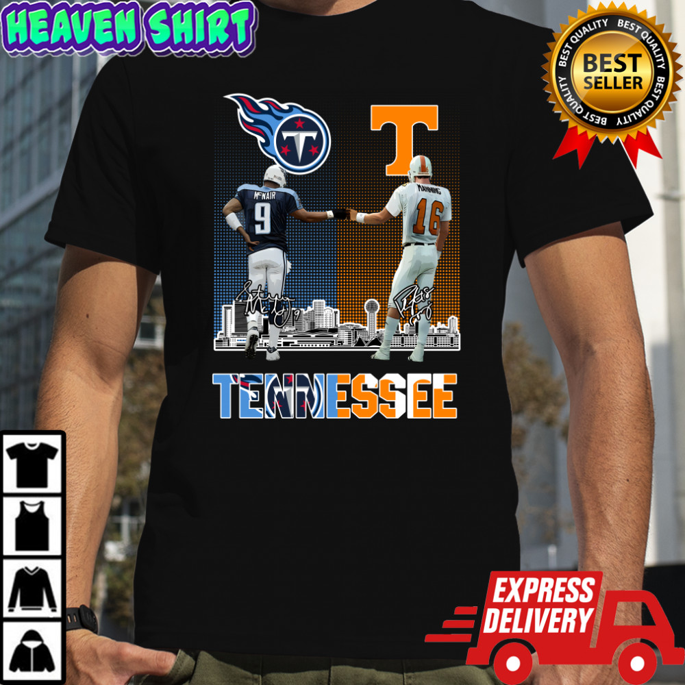 Tennessee Steve Mcnair And Peyton Manning Titans And Volunteers Signatures Shirt