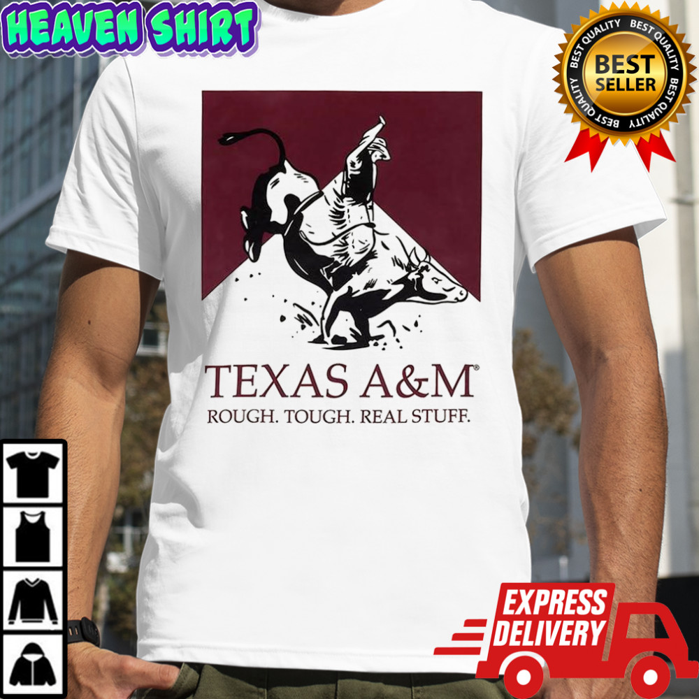 Texas A and M Rough Tough Real Stuff Bull Rider retro shirt