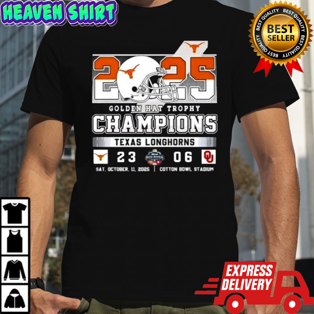 Texas Longhorns Golden Hat Trophy Champions 2025 Beat Oklahoma Sooners T-Shirt