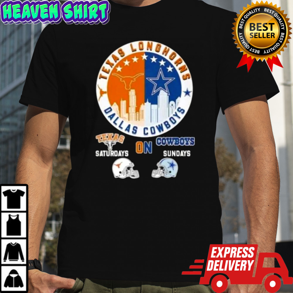 Texas Longhorns Saturdays On Dallas Cowboys Sundays Skyline T-Shirt