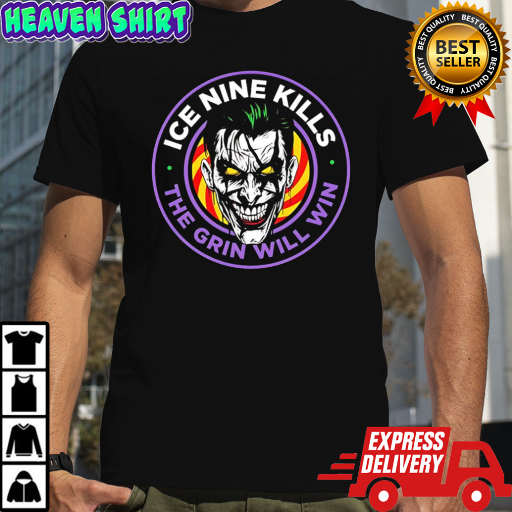 The Laugh Track Joker Face Horror The Grin Will Win Big Logo T-shirts