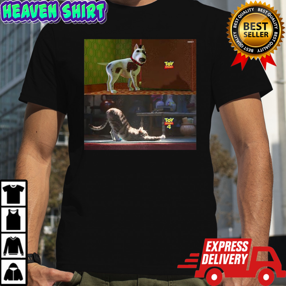 Toy Story cartoon kitten and Bull Terrier Scud shirt