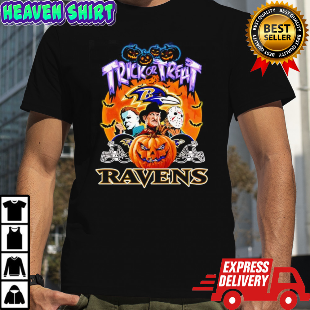 Trick or treat Baltimore Ravens horror character shirt