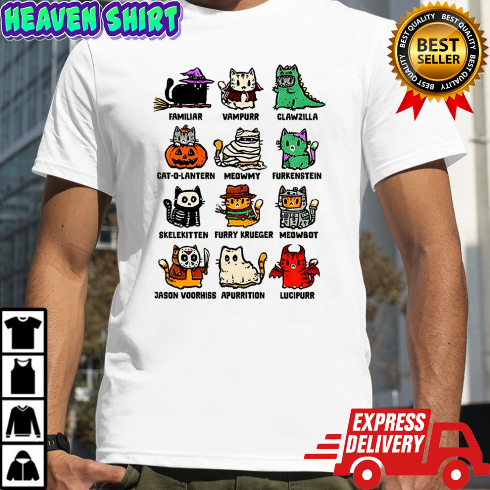 Trick or treat kitten dressed as Halloween characters shirt