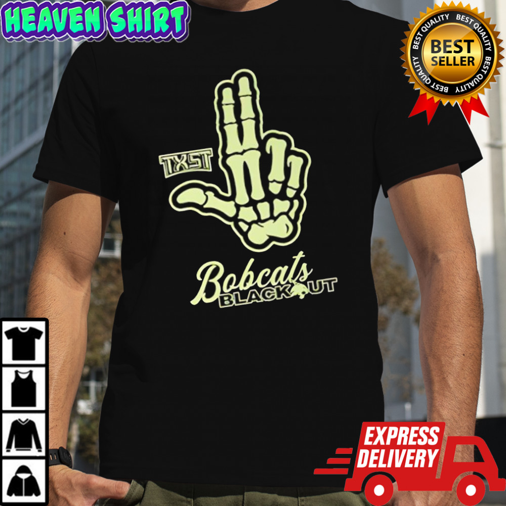 TXST Bobcats Blackout skeleton hand shirt