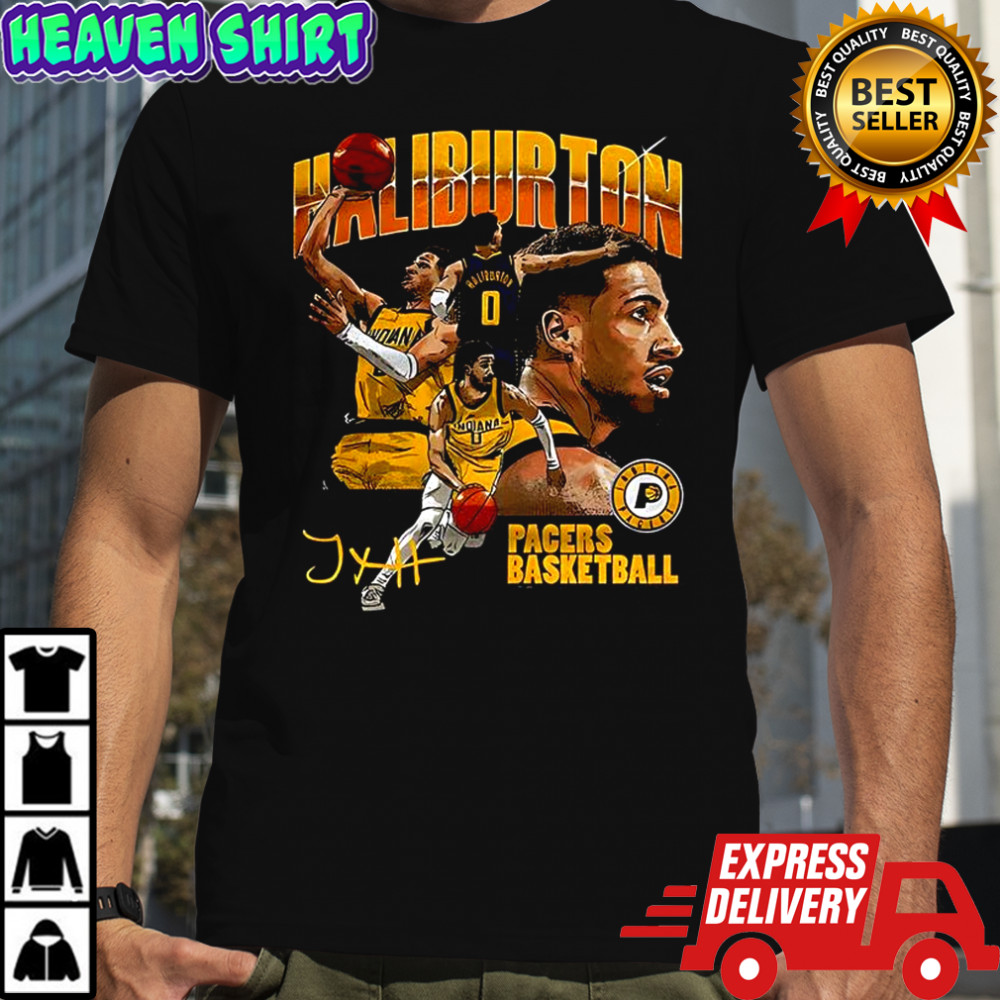 Tyrese Haliburton Indiana Pacers basletball player collage signature shirt