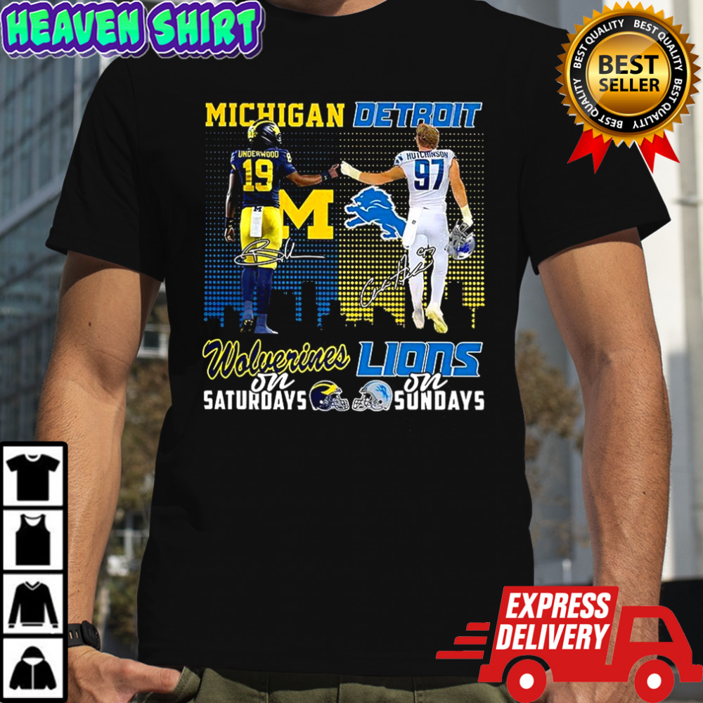 Underwood Wolverines on Saturdays and Aidan Hutchinson Lions on Sundays signature shirt