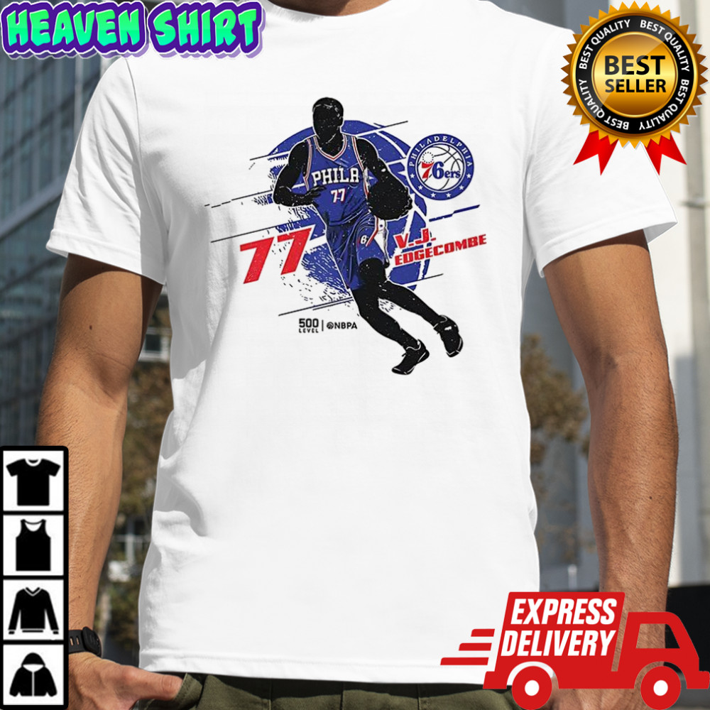 VJ Edgecombe Philadelphia 76ers NBA number 77 silhouette shirt