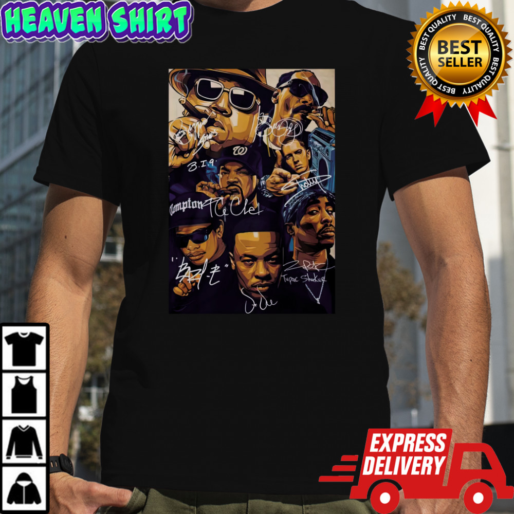 West Coast Hip Hop Poster Signatures American Rappers T-Shirt