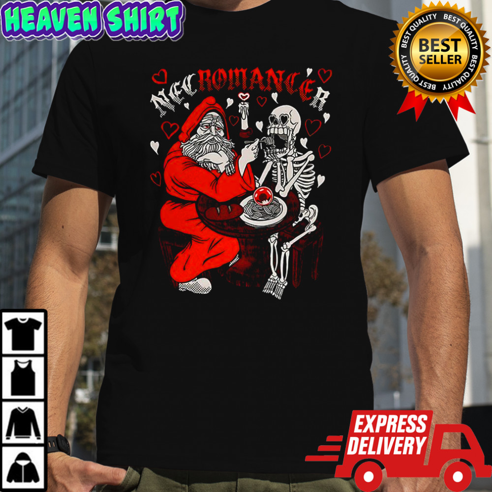 Witch feeding spaghetti to a skeleton Classy Necromancer romantic Halloween shirt