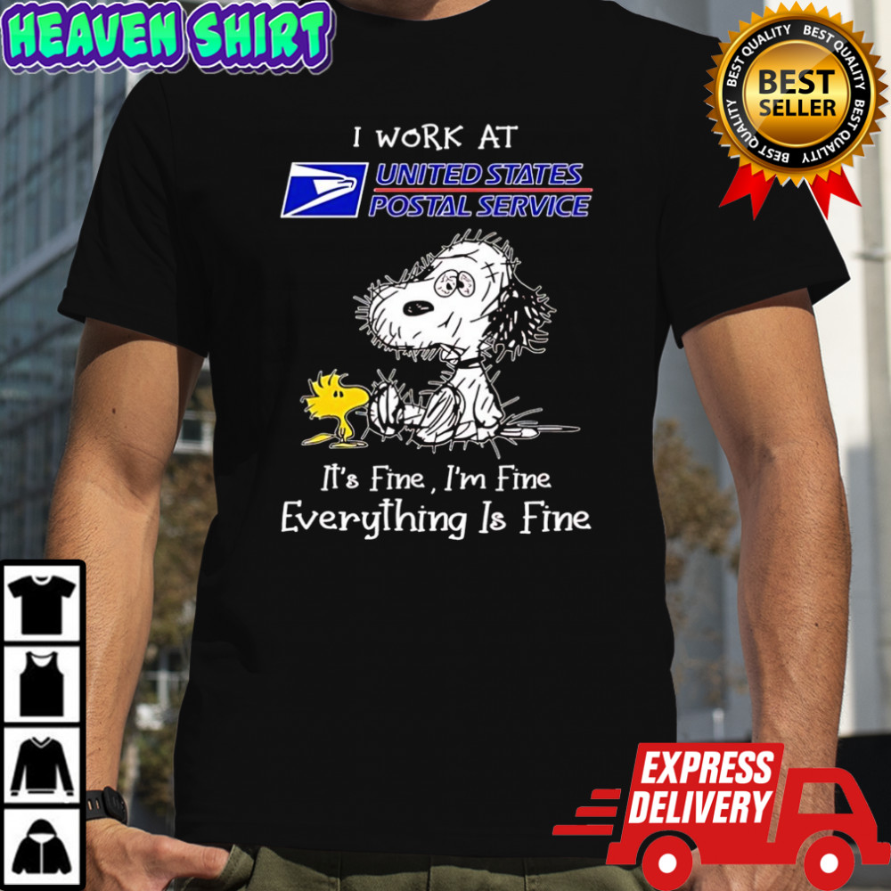 Woodstock Snoopy i work at United States Postal Service it’s fine i’m fine everything is fine shirt