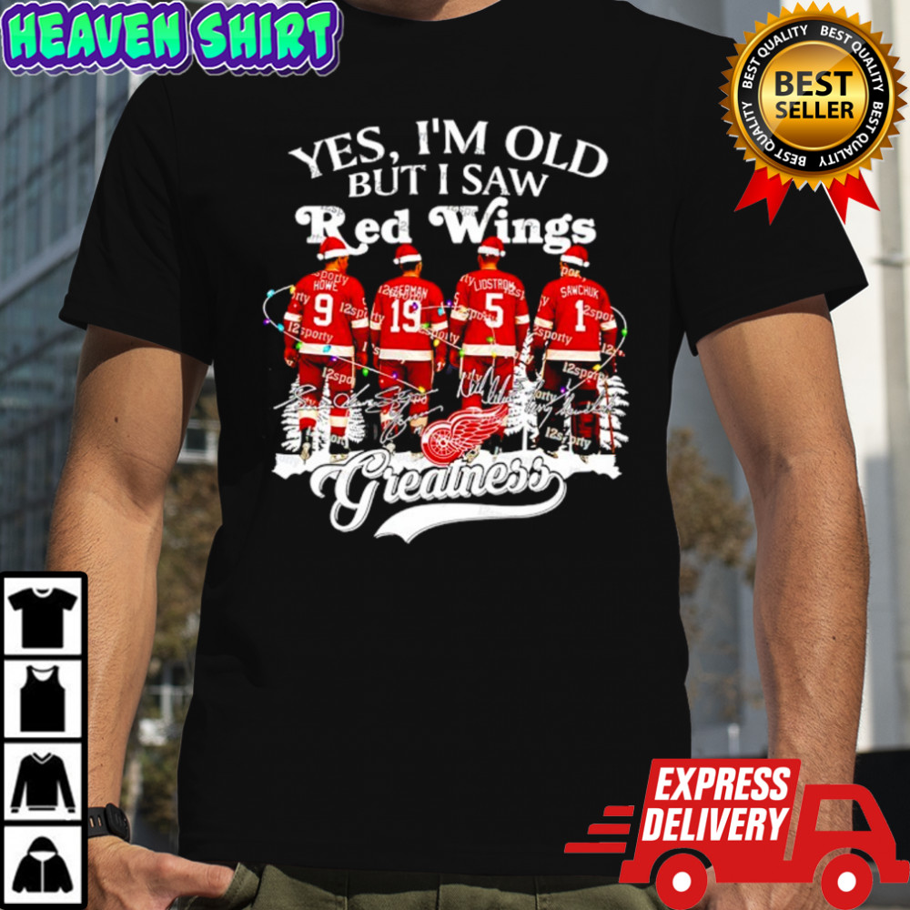 Yes i’m old but i saw Detroit Red Wings greatness legends Christmas signatures shirt