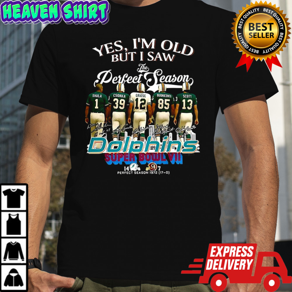 Yes I’m old but I saw the perfect season 1972 Miami Dolphins football signature shirt