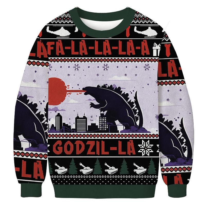 FaLaLaLa Godzil-La Godzilla Christmas Ugly Sweatshirt