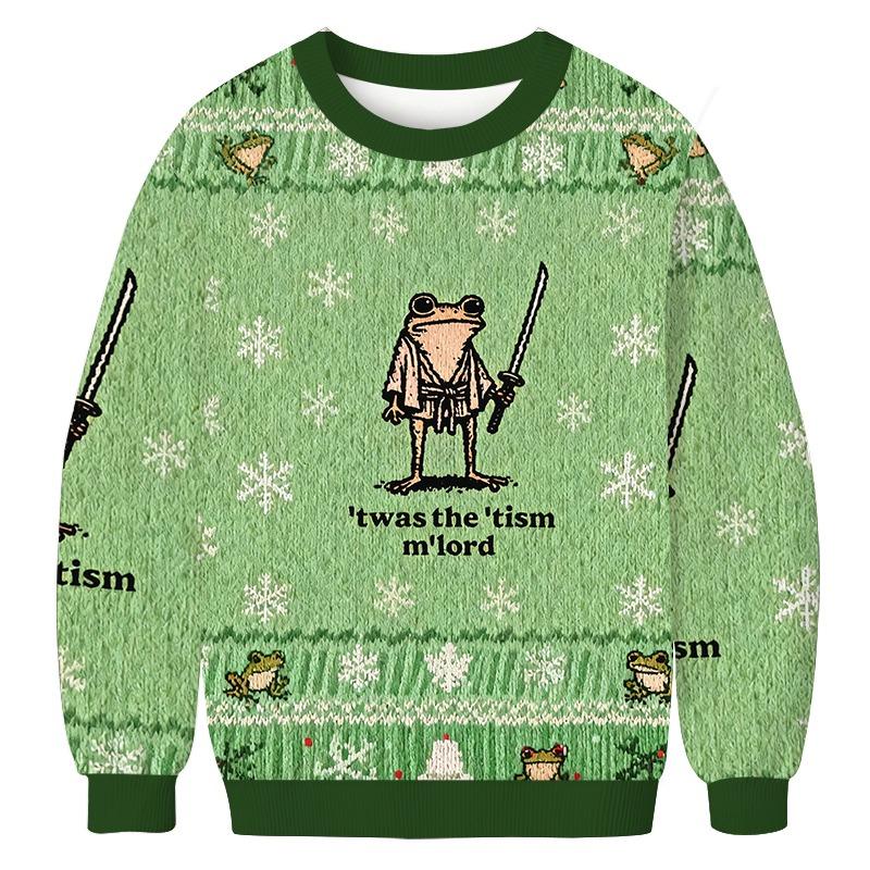 Focused Samurai Frog Christmas Ugly Sweatshirt