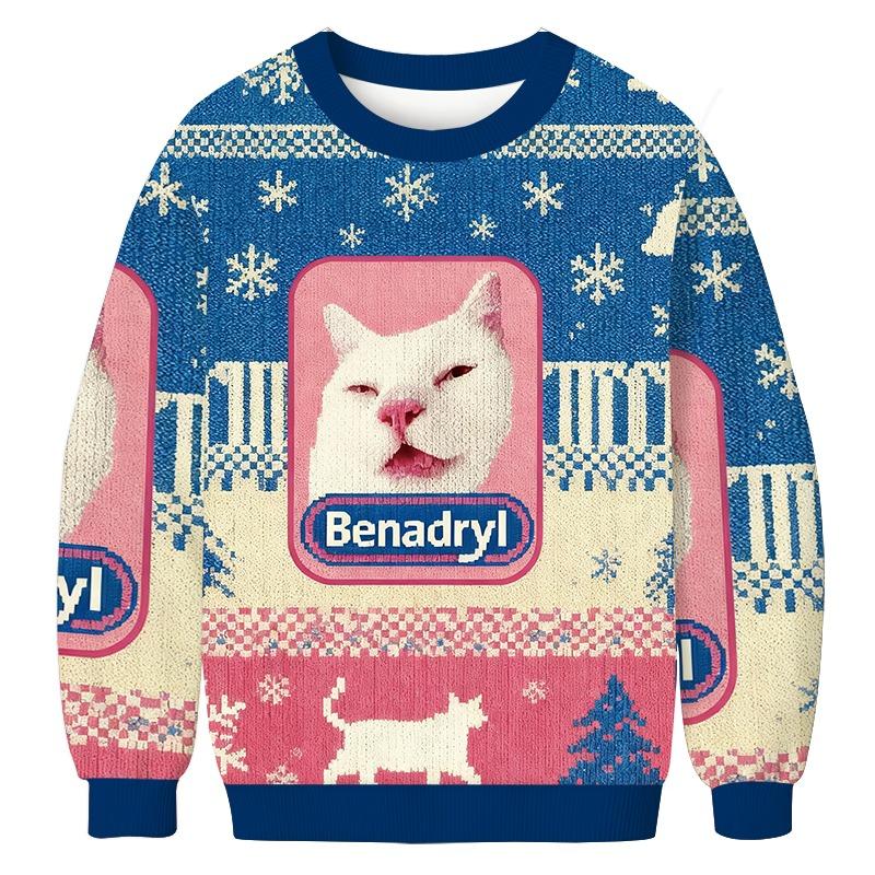 Funny Benadryl Meme Cat Christmas Ugly Sweatshirt