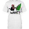 Funny Black Cat Gift Pushing Christmas Tree Over Cat What T Shirt