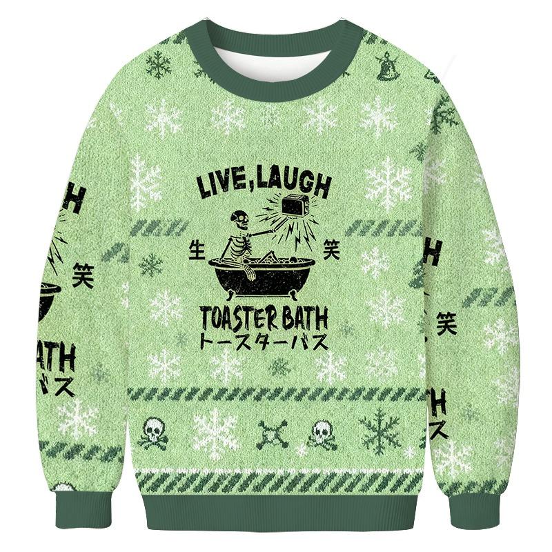Funny Electric Shock Skeleton Christmas Ugly Sweatshirt