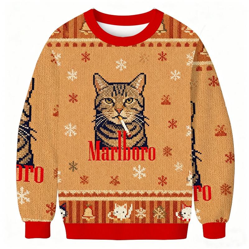 Funny Realistic Cat Meme Christmas Ugly Sweatshirt