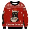 Funny Taking a Cat to Eat Ramen Christmas Ugly Sweatshirt