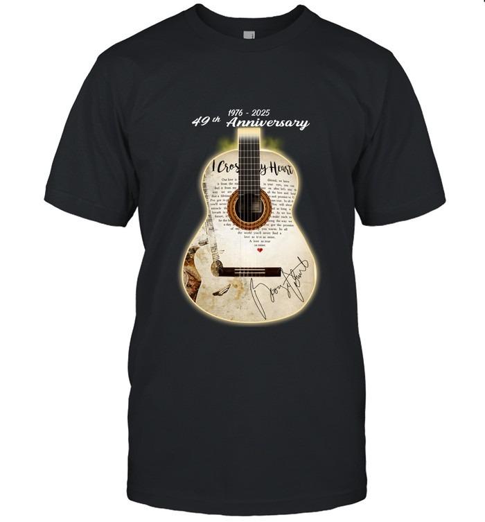 George Strait 49th Anniversary 1976–2025 I Cross My Heart Guitar T-Shirt