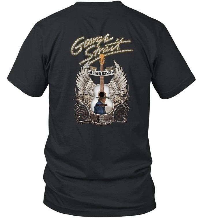 George Strait The Cowboy Rides Away Wings Guitar Tribute T-Shirt