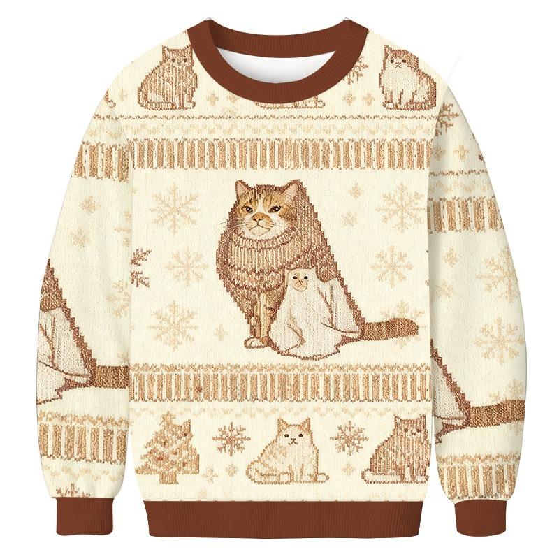 Ghost Cat Meme Christmas Ugly Sweatshirt