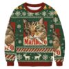 Green Funny Smoking Cat Meme Christmas Ugly Sweatshirt
