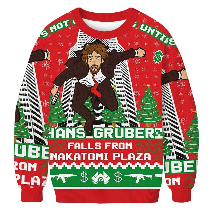 Hans Gruber Fall Nakatomi Plaza Die Hard Christmas Ugly Sweatshirt