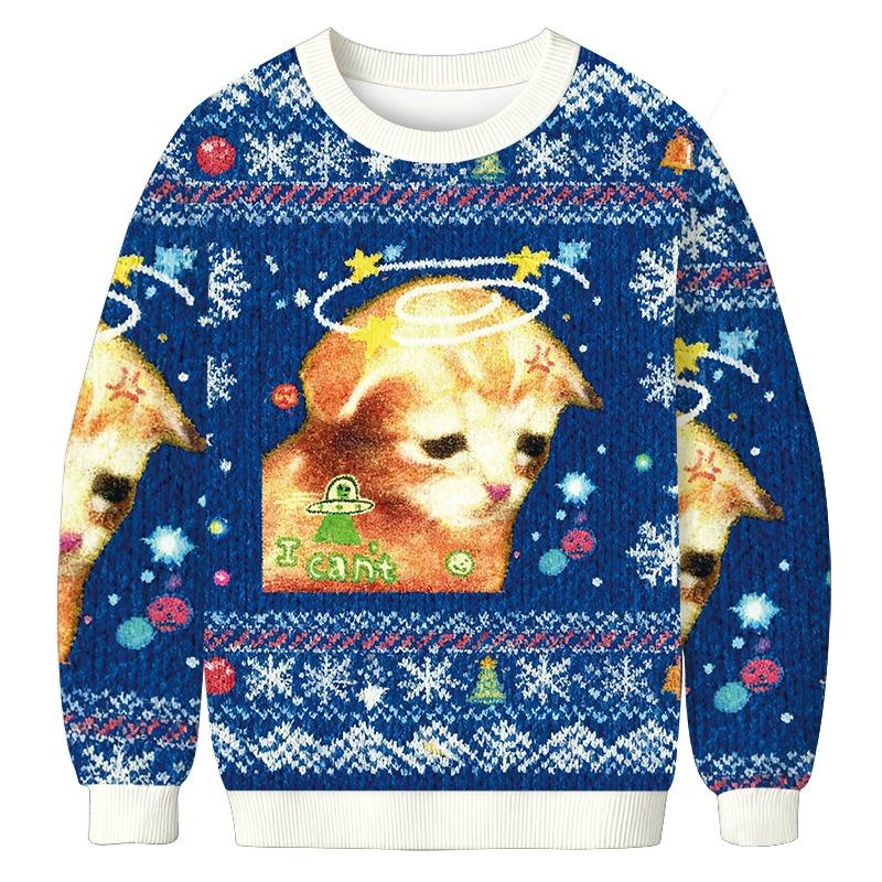 I Can't Sad Cat Christmas Ugly Sweatshirt