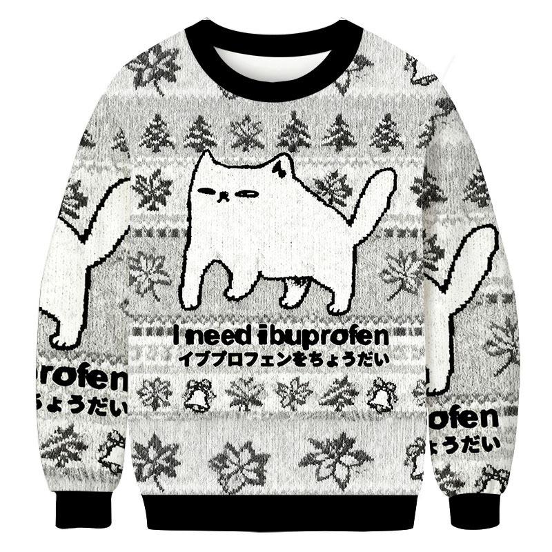 I Need Ibuprofen Cat Christmas Ugly Sweatshirt