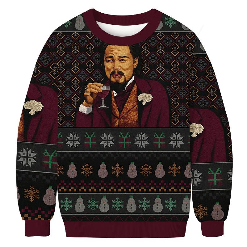 Laughing LeoDiCaprio Meme Christmas Ugly Sweatshirt