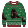 Lights Cat Japanese Green Christmas Ugly Sweatshirt