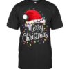 Merry Christmas Lights Red Santa Hat Xmas Family Men Women T Shirt