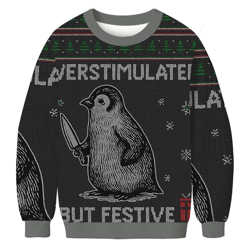 Overstimulated But Festive Christmas Ugly Sweatshirt