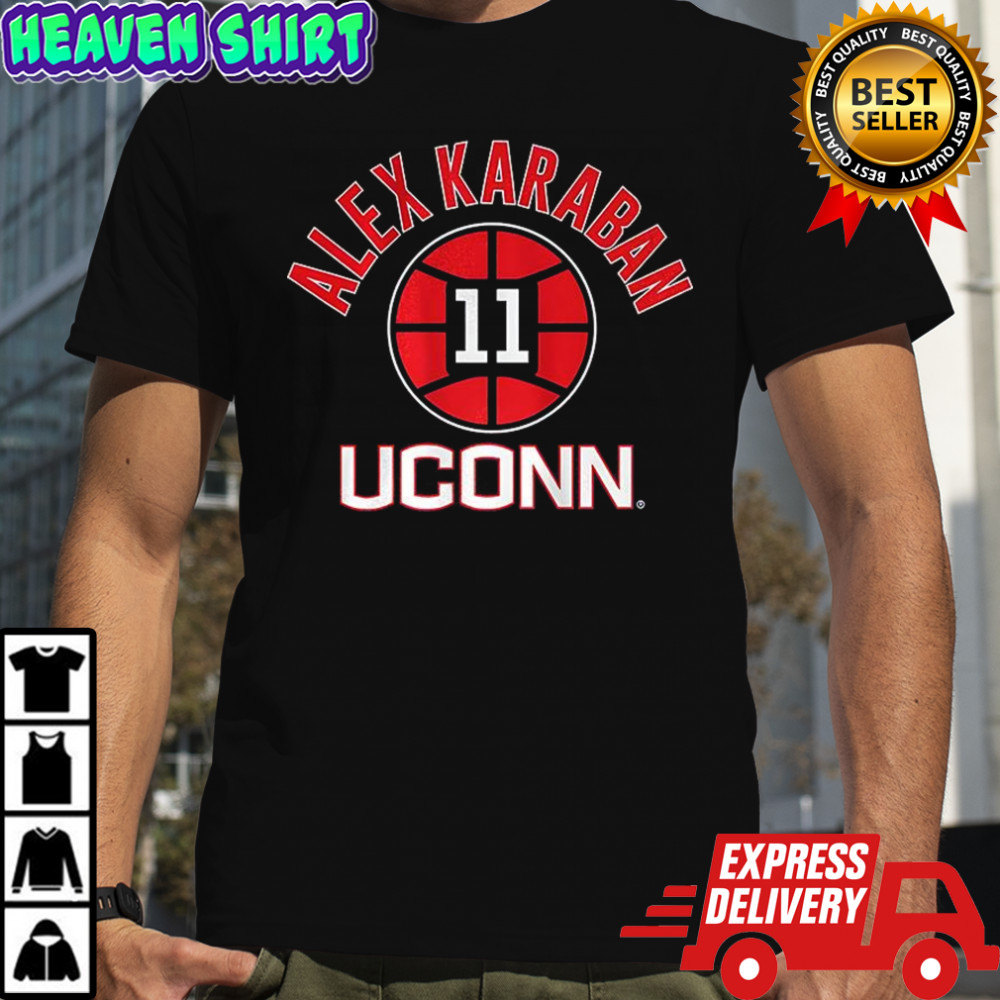 Alex Karaban UConn Huskies basketball name number 11 ball shirt