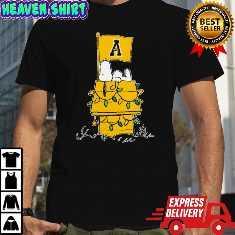 App State Mountaineers Snoopy house holiday lights shirt