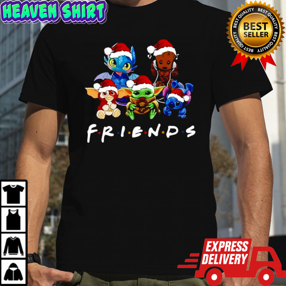Baby Yoda Stitch Groot Toothless Gizmo Friends Christmas Shirt
