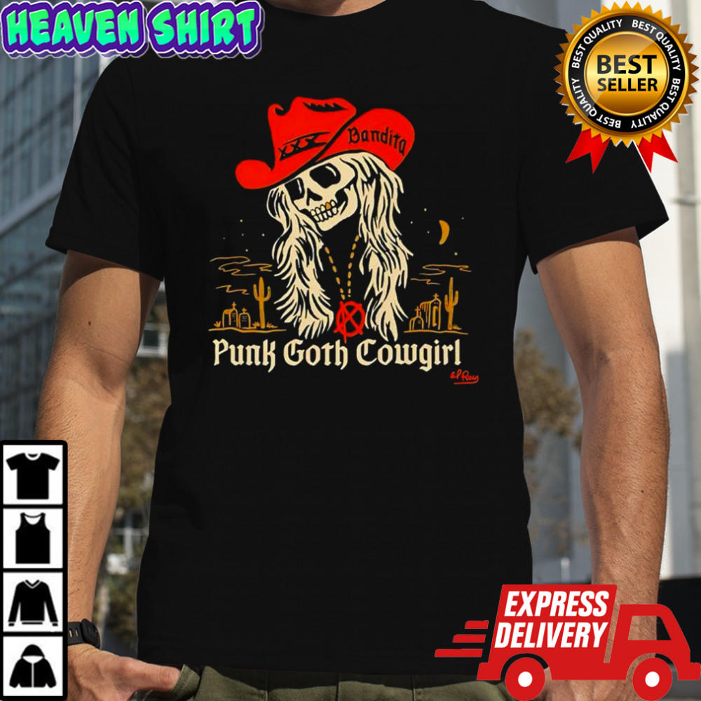 Bandita Punk Goth Cowgirl skeleton graphic shirt