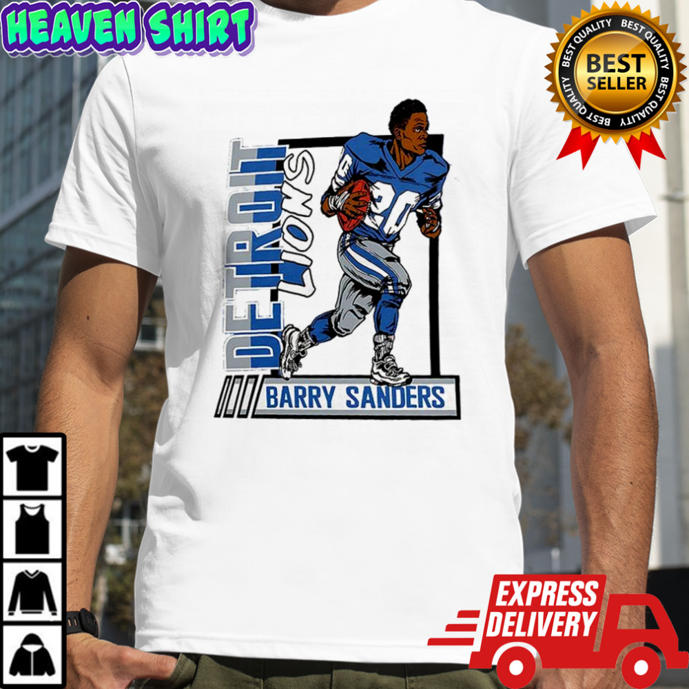 Barry Sanders Blue Detroit Lions football caricature retired player shirt