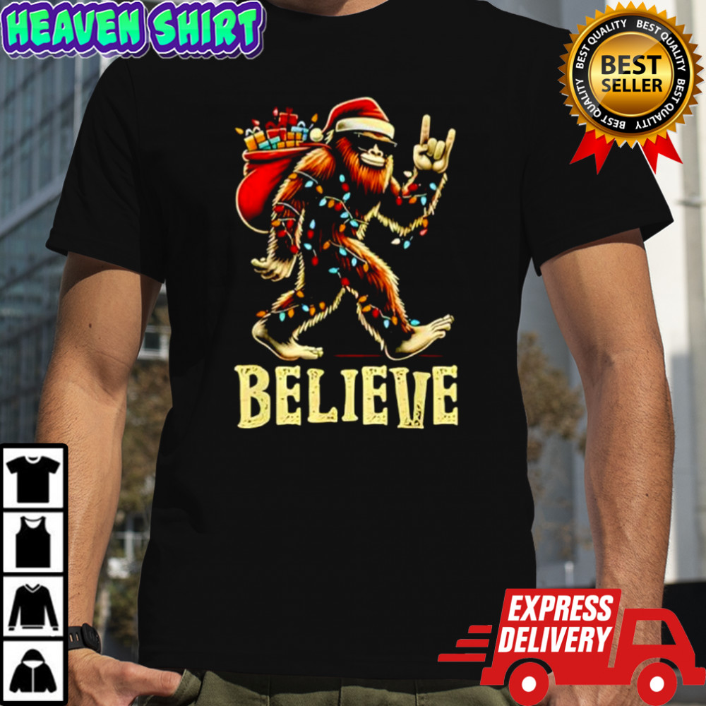 Bigfoot Believe Tree Xmas Shirt