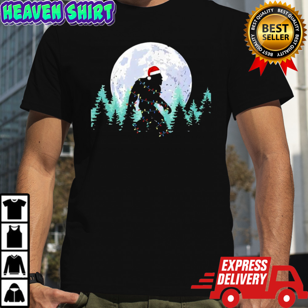 Bigfoot Christmas Tree Xmas Moon shirt