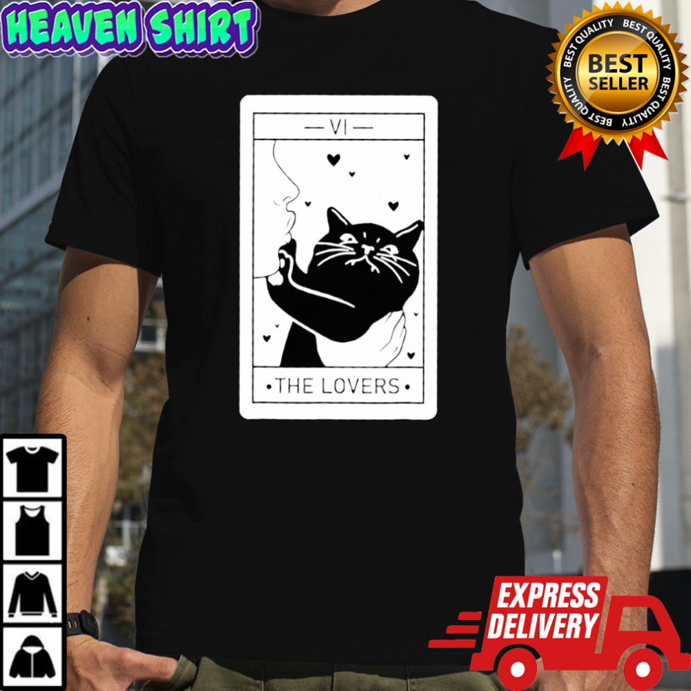 Black cat the Lovers card shirt