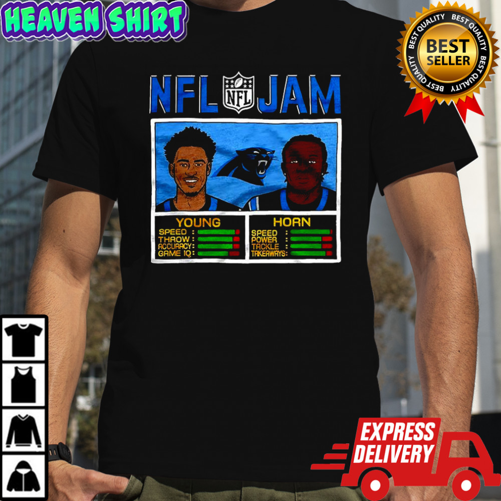 Bryce Young and Jaycee Horn Carolina Panthers NFL Jam classic video game shirt