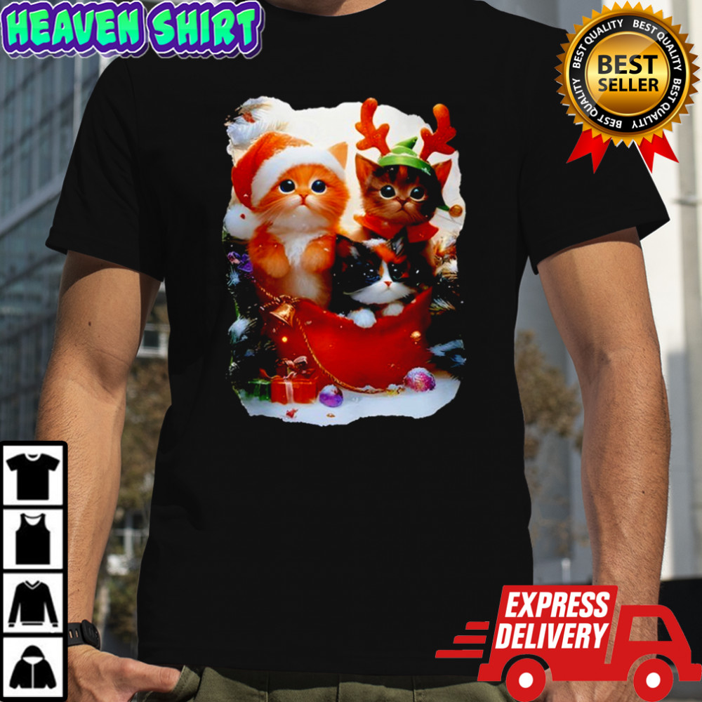 Cat Christmas Light Santa Xmas Decorations Meowy shirt