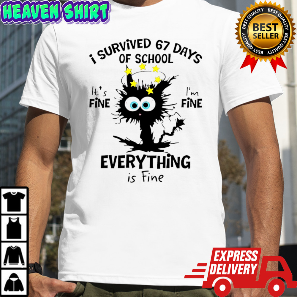 Cat i survived 67 days of school everything if fine shirt